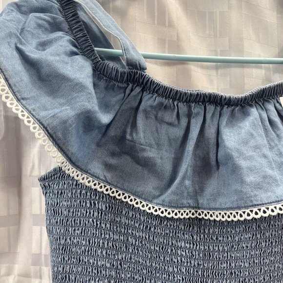 SO Women’s Off the Shoulder Ruffle Details Cinched Body Mini Dress Blue size M - Picture 14 of 14